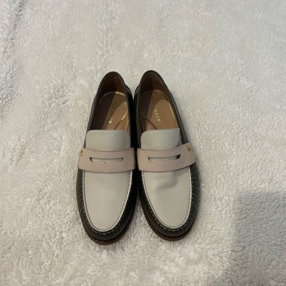 Cole Han Women’s 7 B Stassi Leather‎ Loafers Green/White Colorblock - Picture 1 of 9